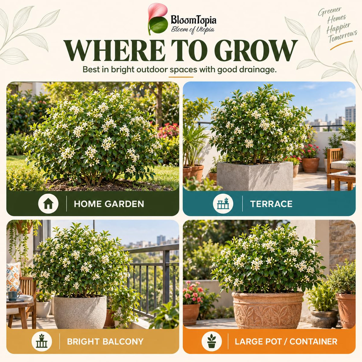 Illustrated growing locations for Madhukamini Fragrant.