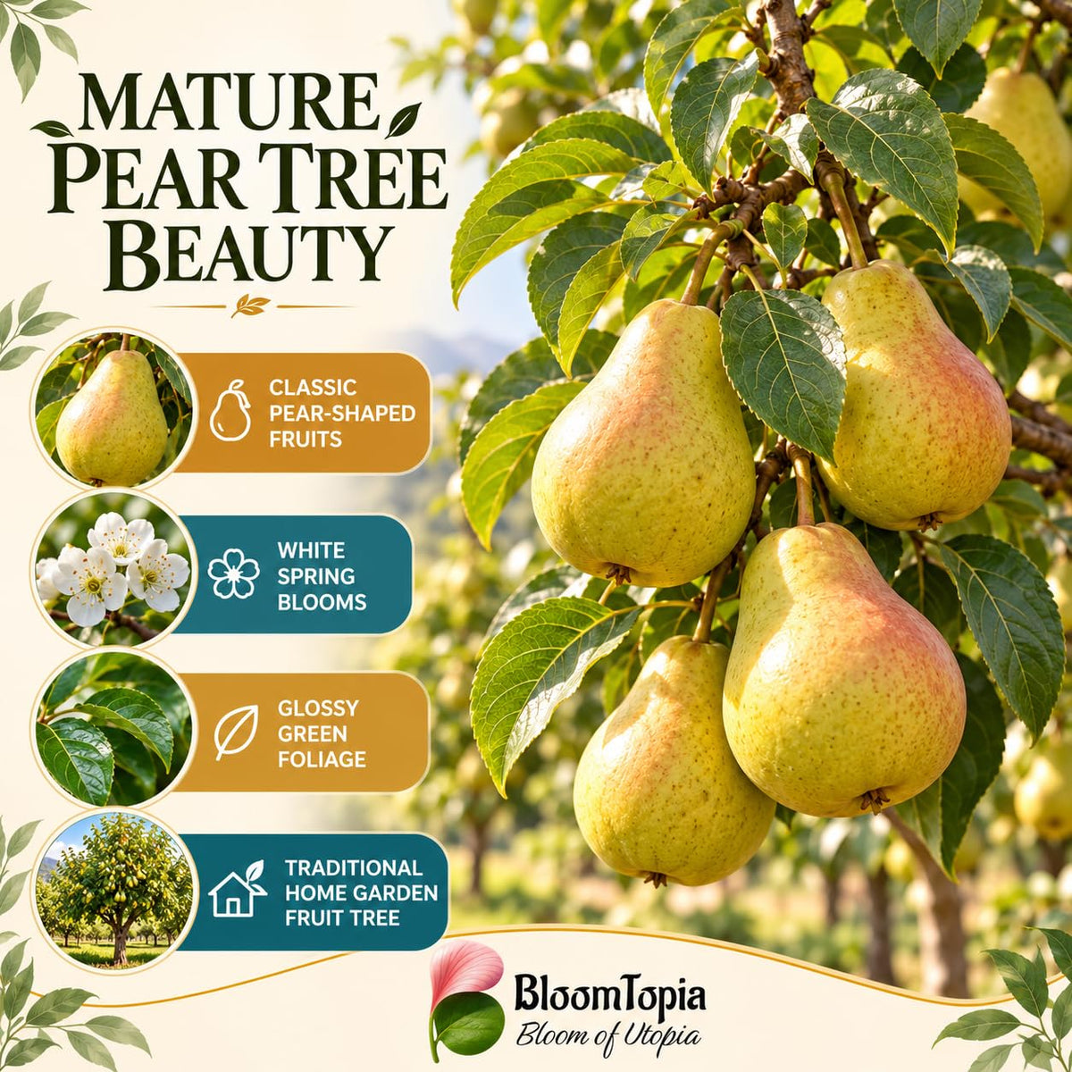 Illustration of mature Nashpati Pear features with variety callouts.