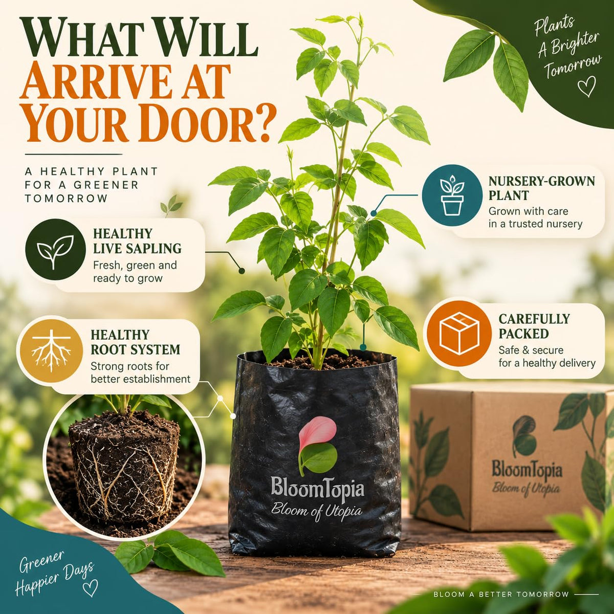 Illustrated plant, root close-ups and pack-presentation panel for Aparajita.