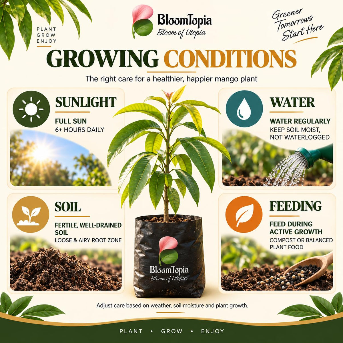 Sunlight, water, soil and feeding guide for Vietnam Variety Mango.