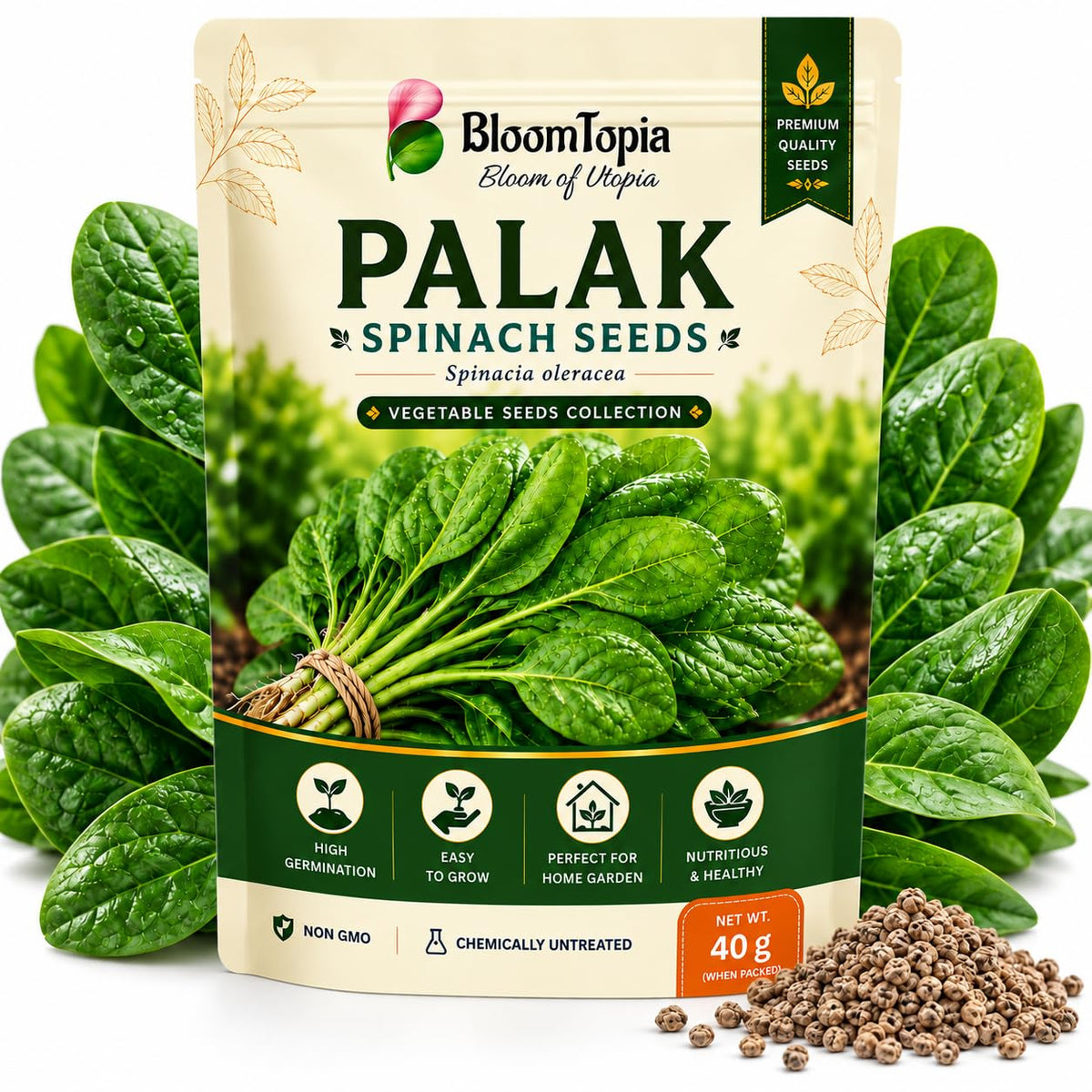 BloomTopia palak spinach seed pouch.