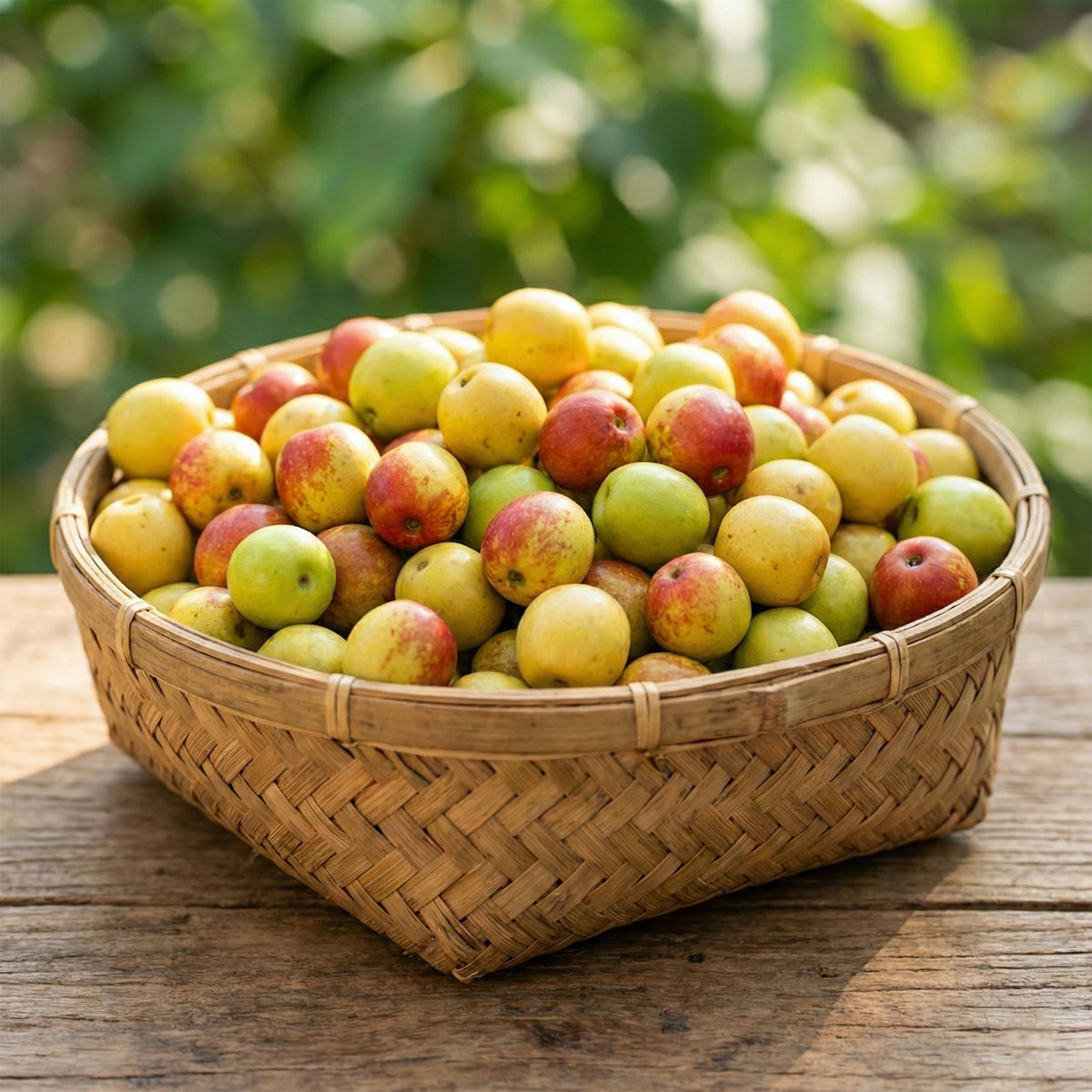 Bowl of harvested apple ber fruits.