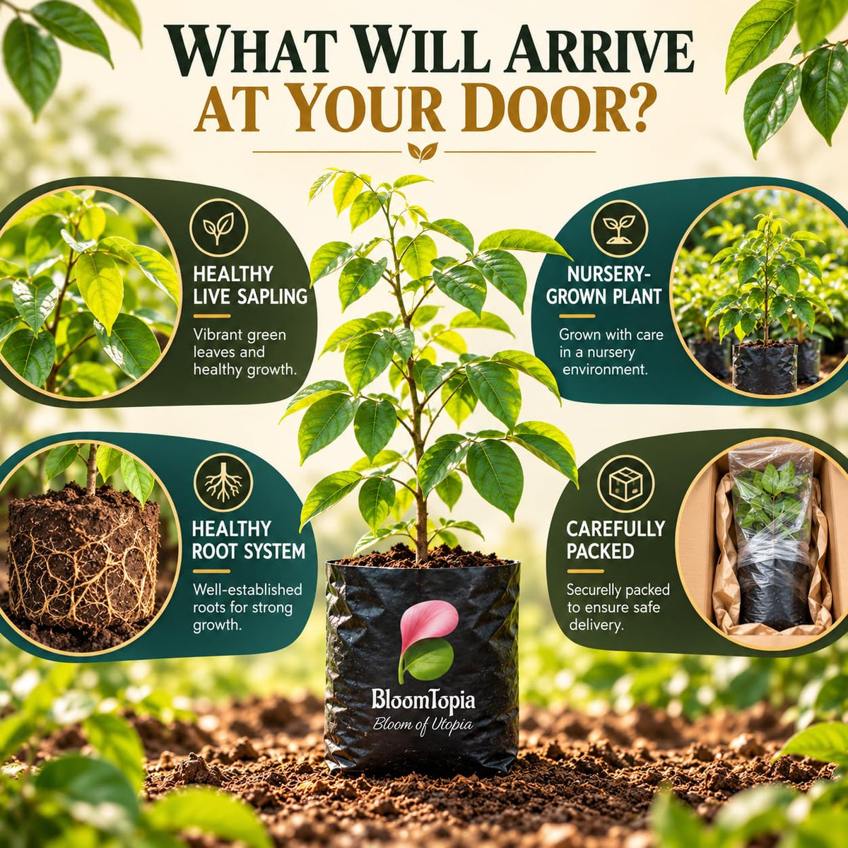 Illustrated plant, root close-ups and pack-presentation panel for Star Fruit (Kamranga).