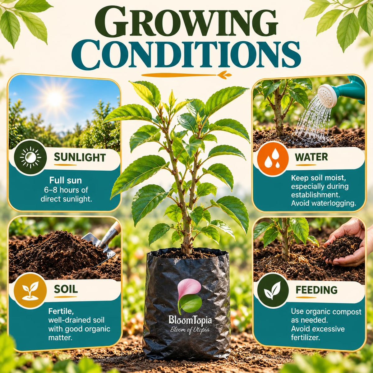 Sunlight, water, soil and feeding guide for Nashpati Pear.