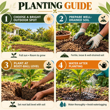 Step-by-step planting illustration for White Swarnachampa.