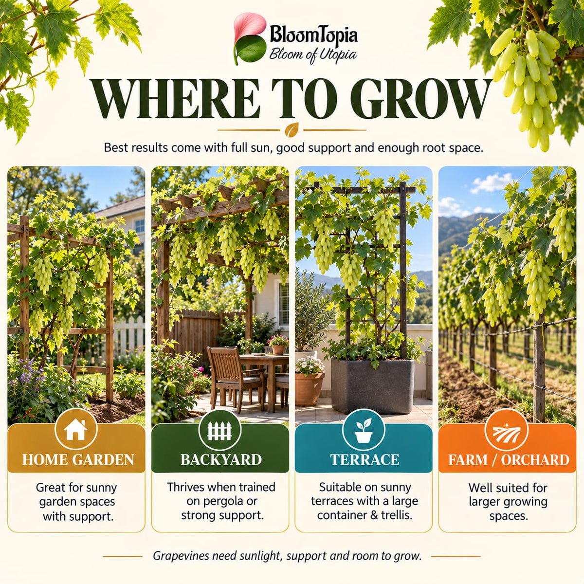 Illustrated growing locations for Golden Green Grape.