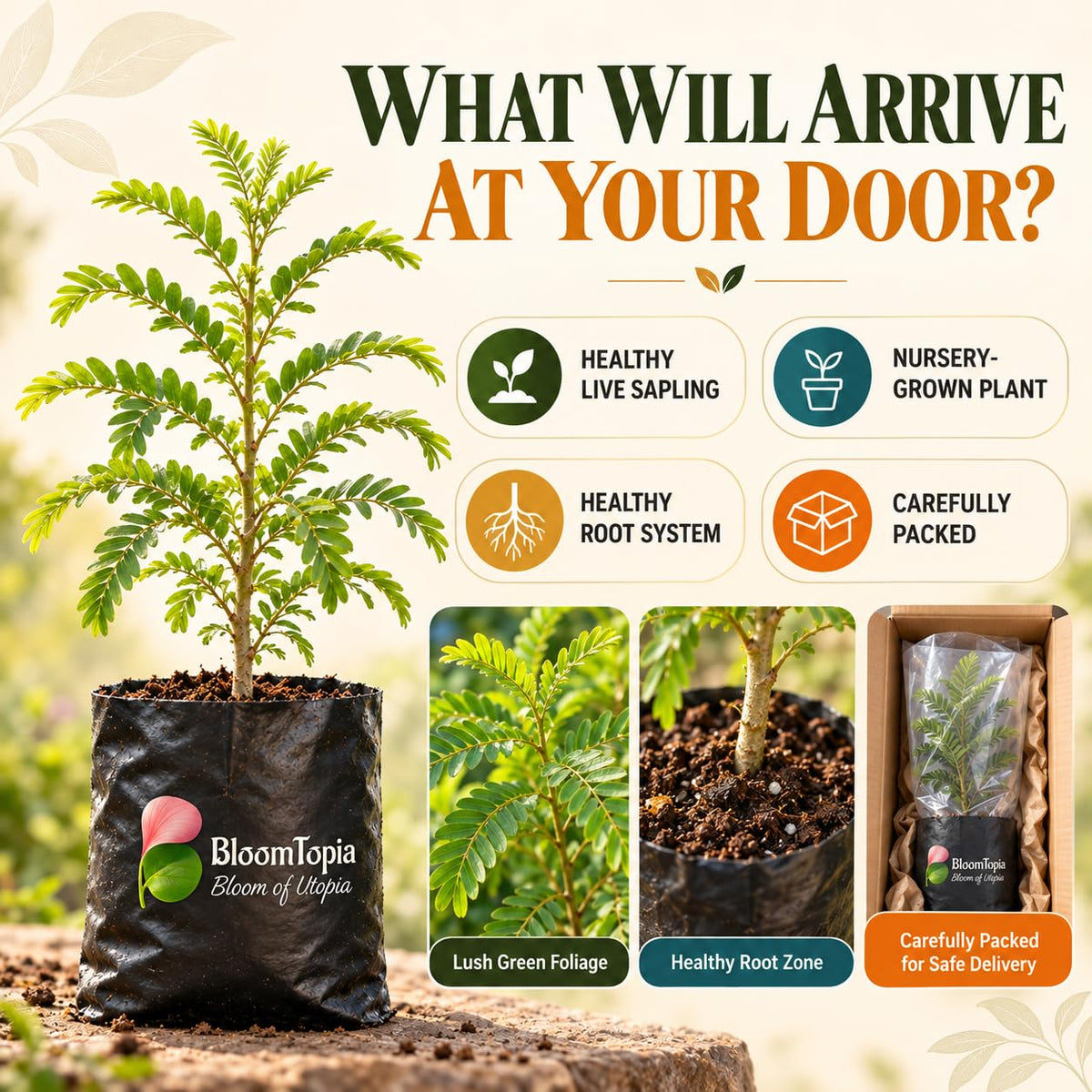 Illustrated plant, root close-ups and pack-presentation panel for Lal Amla.