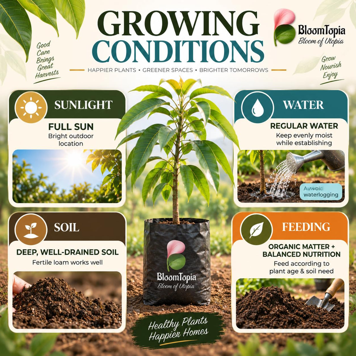 Sunlight, water, soil and feeding guide for All-Season Mango.