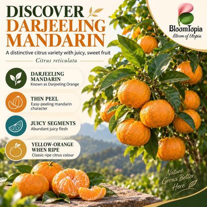 Illustration of mature Darjeeling Orange features with variety callouts.