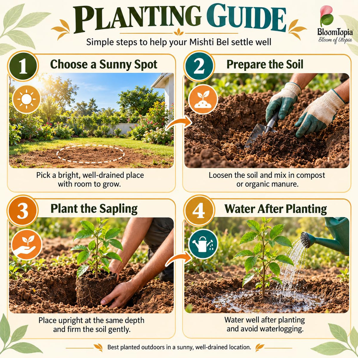 Step-by-step planting illustration for Mishti Bel.