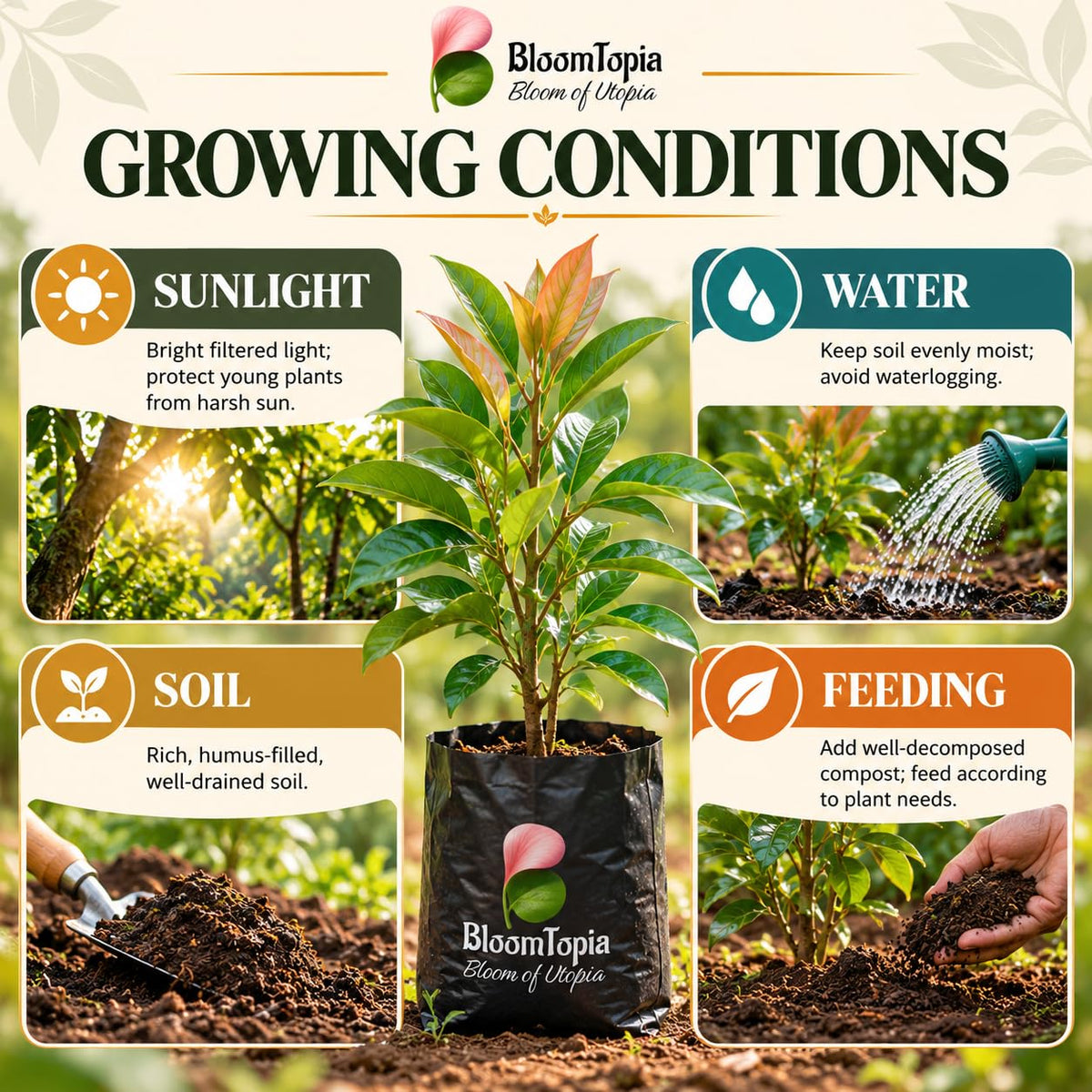 clove sunlight, water, soil and feeding guide.