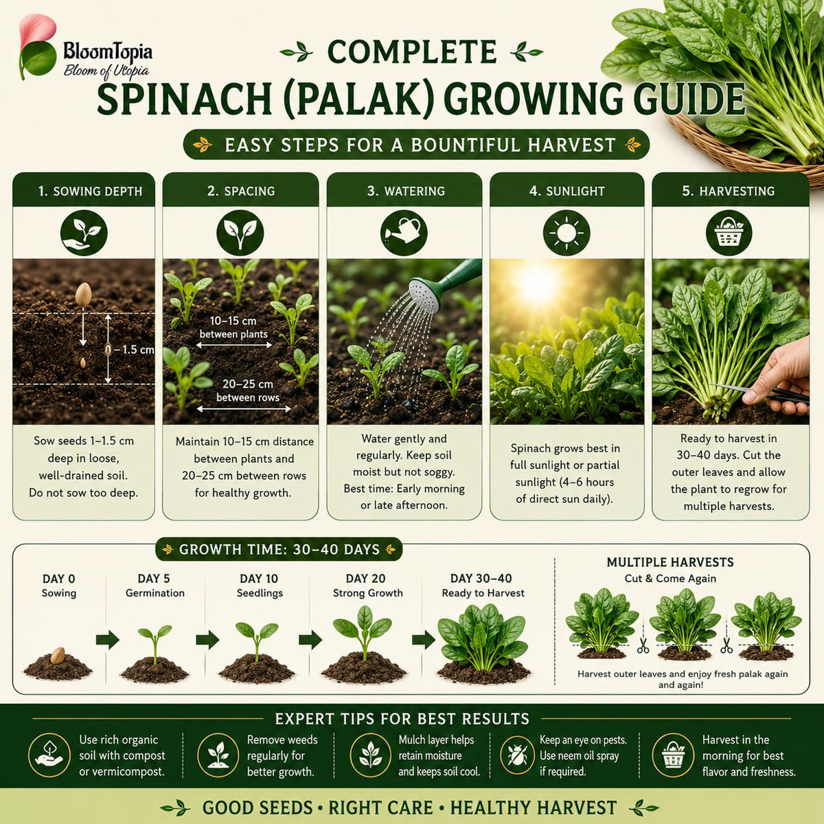 Palak spinach growing guide.