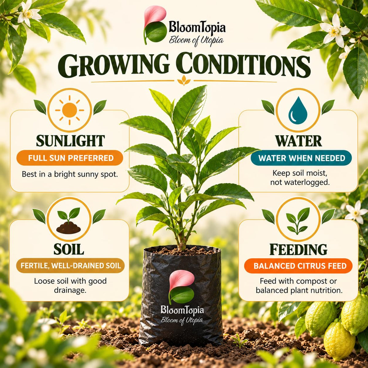 Sunlight, water, soil and feeding guide for Gondhoraj Lemon.