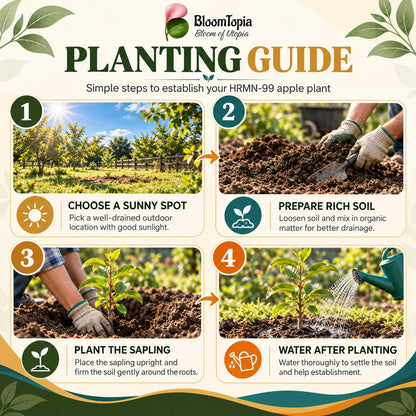 Step-by-step planting illustration for HRMN-99 Hariman Apple.