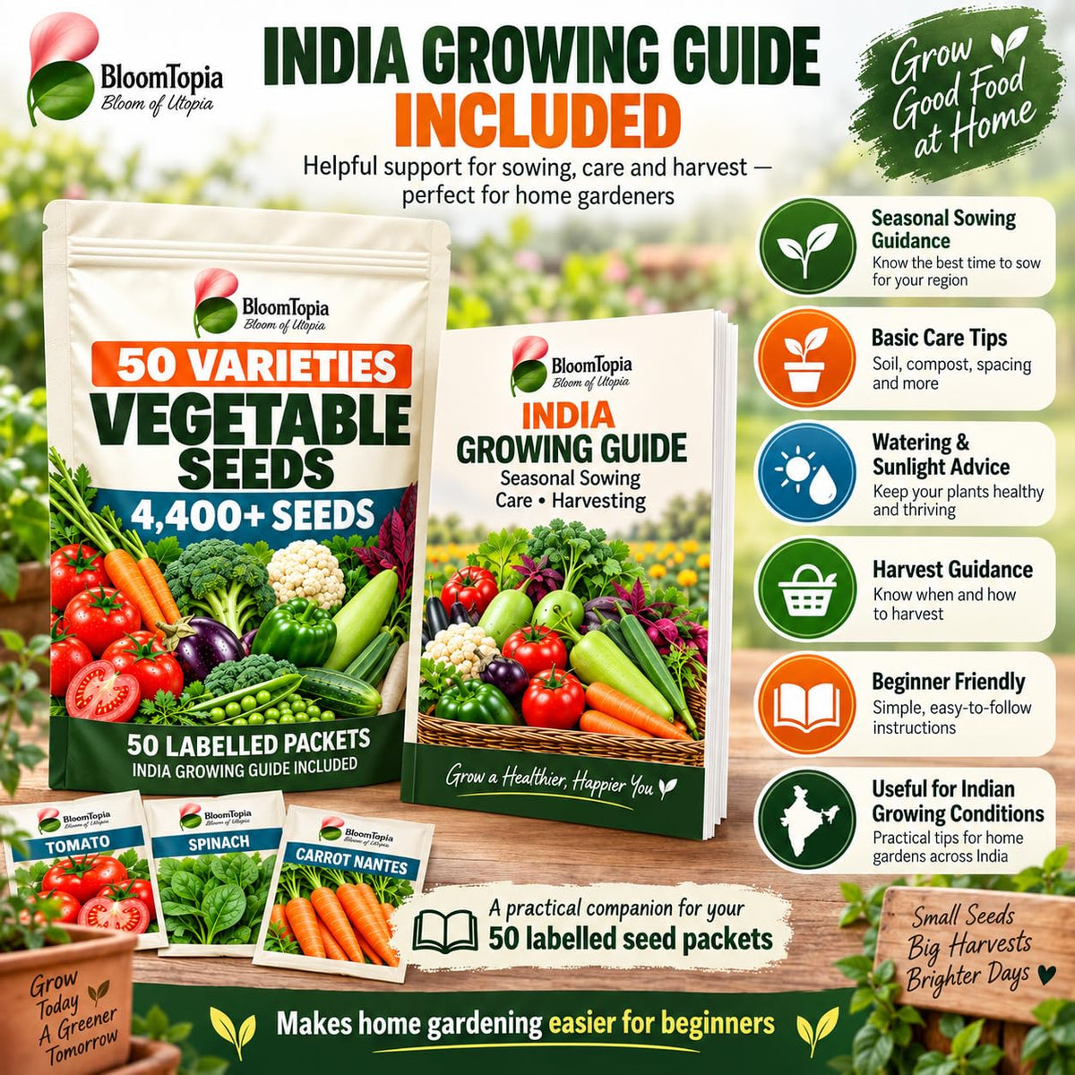 India seasonal vegetable growing guide illustration.