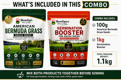 Grass seed and booster combo contents.