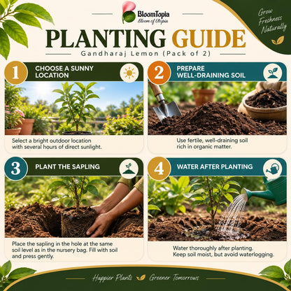 Step-by-step planting illustration for Gandharaj Lemon.