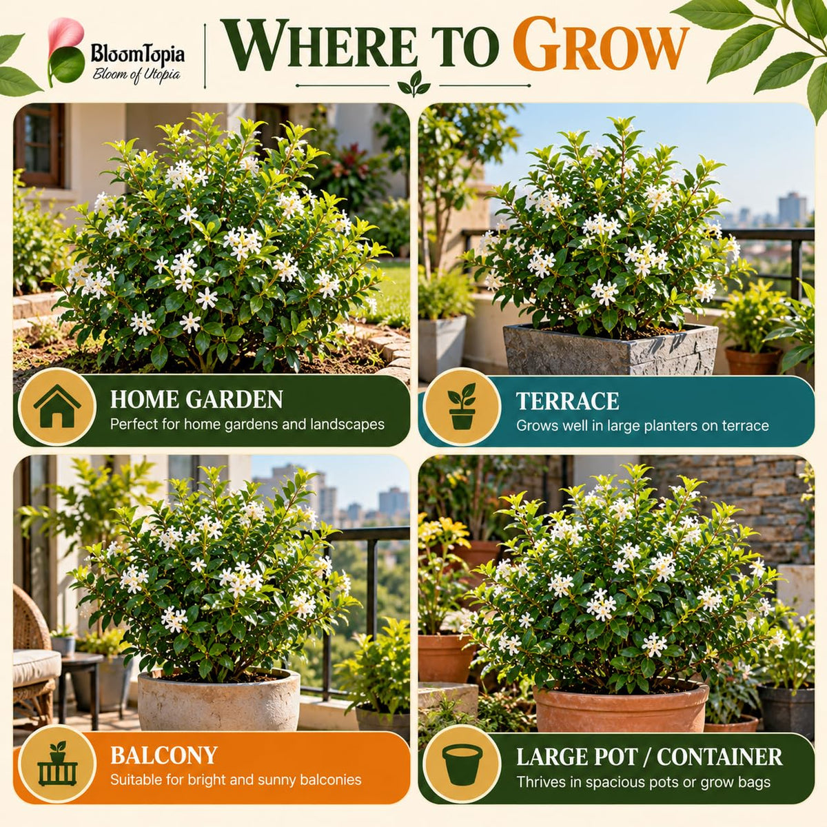 Illustrated growing locations for Madhu Kamini.