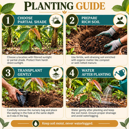 Step-by-step planting illustration for Cocoa.