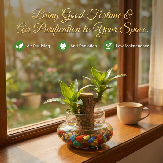 Lucky Brazilian Wood Live Plant for Home & Office | Good Luck Indoor Green Plant for Room & Desk Decor | Easy Care Air-Purifying Indoor Plant | Fresh Healthy Live Plant