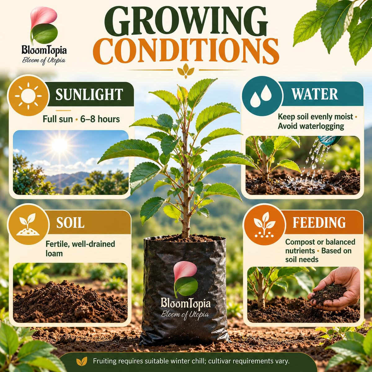 Sunlight, water, soil and feeding guide for Darjeeling Apple.