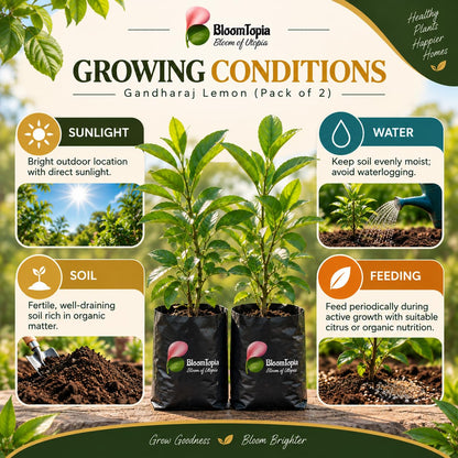 Sunlight, water, soil and feeding guide for Gandharaj Lemon.