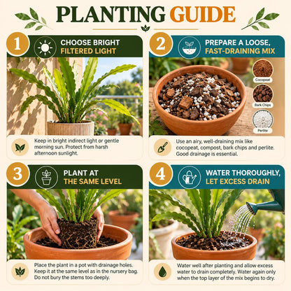 Step-by-step planting illustration for White Brahma Kamal.