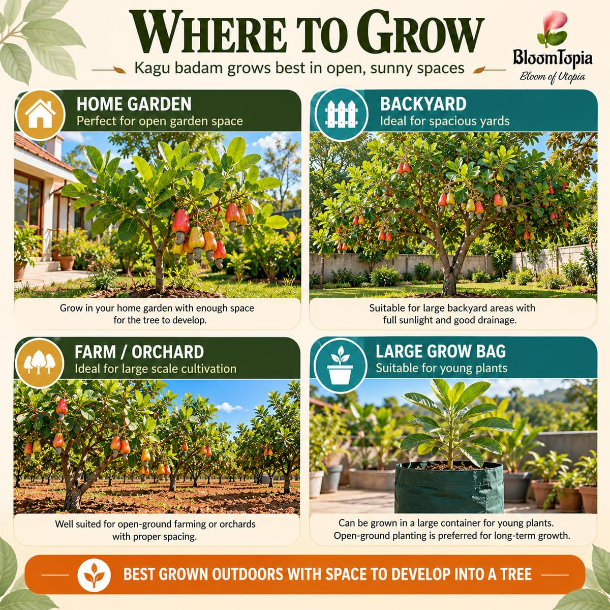 Illustrated growing locations for Kaju Badam Cashew Nut.