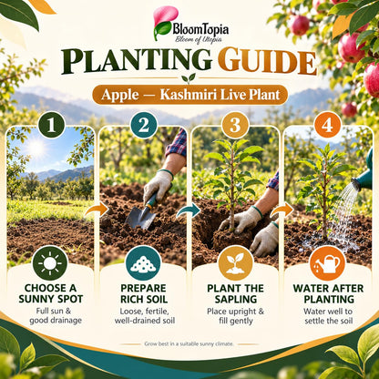 Step-by-step planting illustration for Kashmiri Apple.
