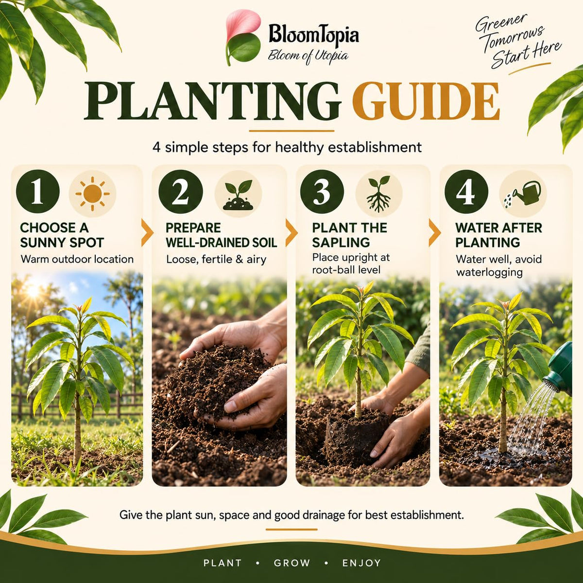 Step-by-step planting illustration for Vietnam Variety Mango.