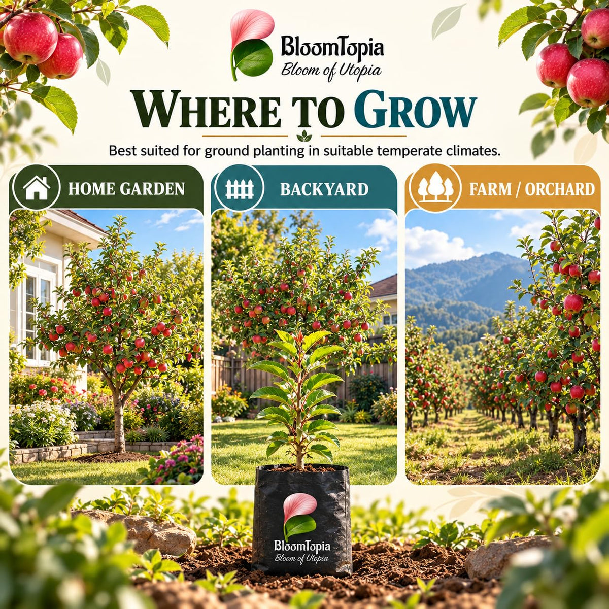 Illustrated growing locations for Kashmiri Apple.