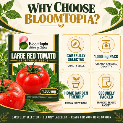 Large red tomato seed selection and packing panel.