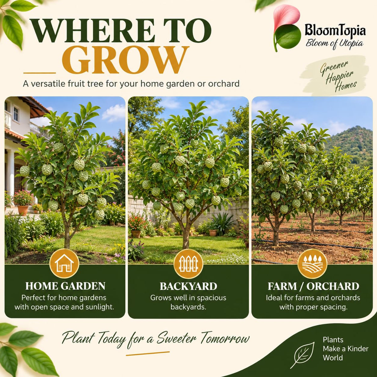 Illustrated growing locations for Thai Giant KG Sugar Apple Sitafal.