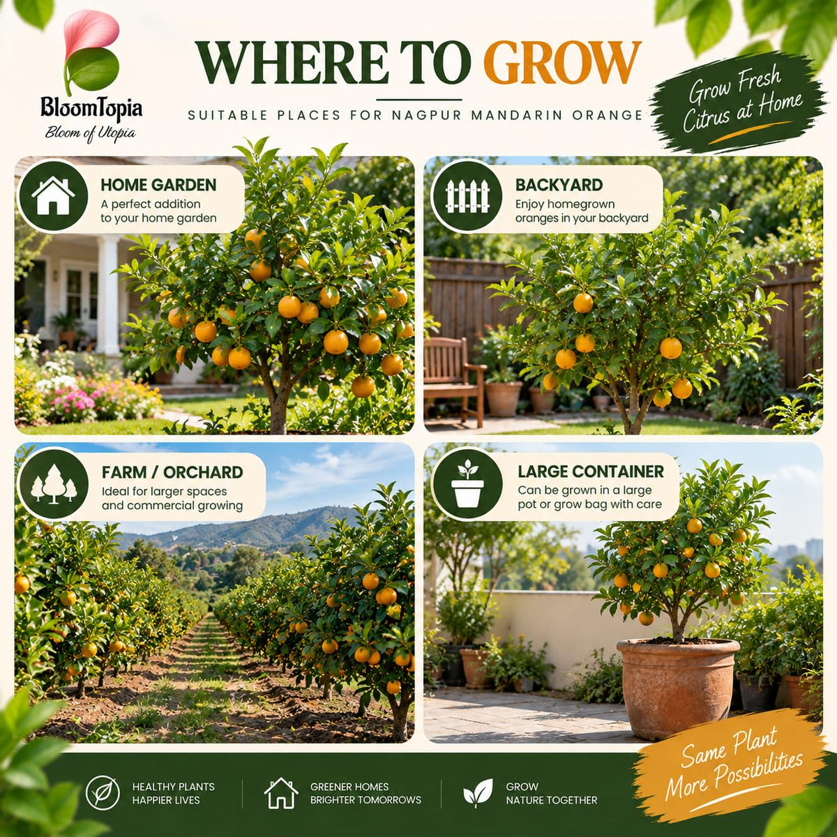 Illustrated growing locations for Nagpur Mandarin Orange.