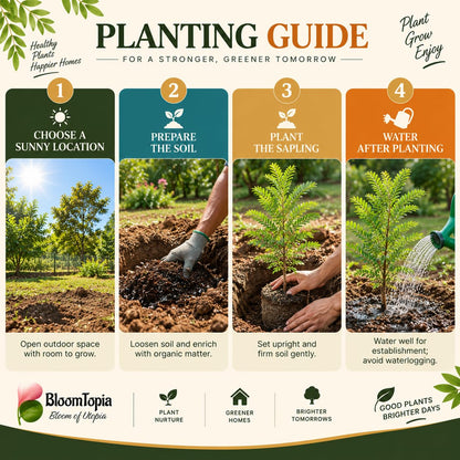 Step-by-step planting illustration for Hybrid Amla Indian Gooseberry.