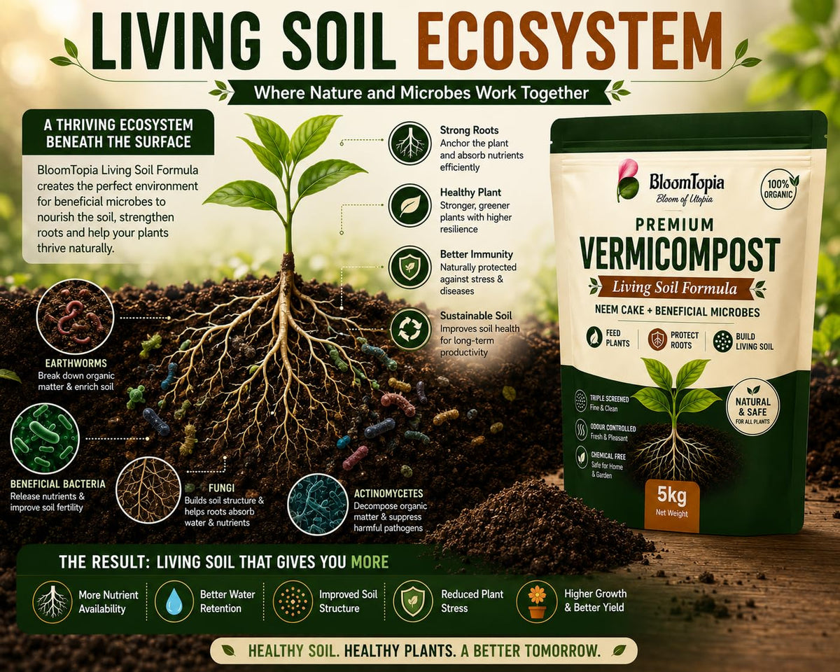 Plant and soil ecosystem illustration.