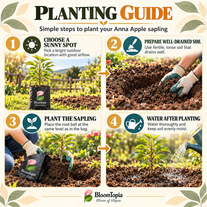 Step-by-step planting illustration for Anna Apple.