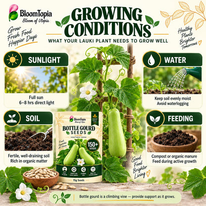 Bottle gourd sunlight, water, soil and feeding guide.
