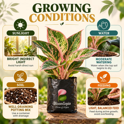 Sunlight, water, soil and feeding guide for Aglaonema.