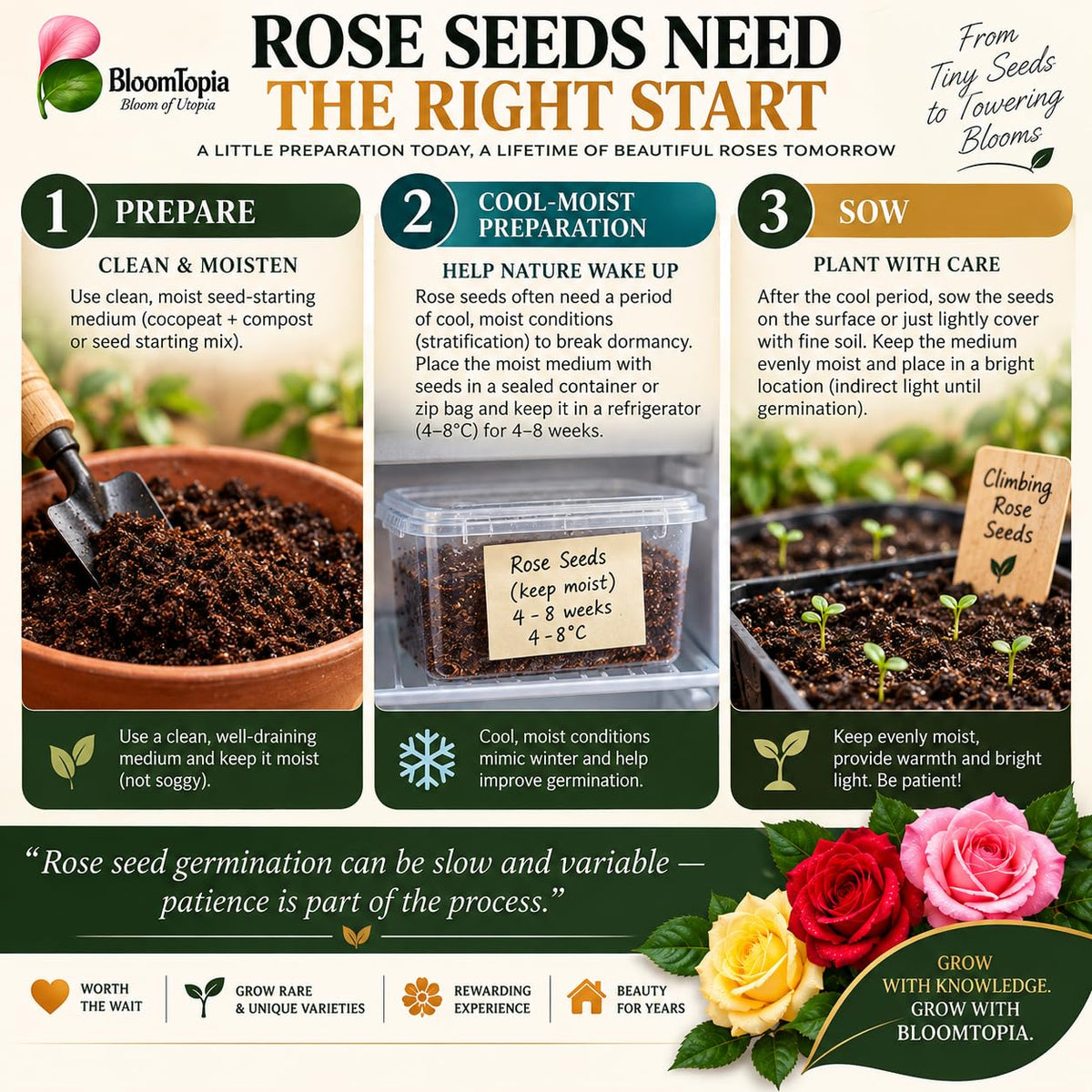 Rose seed-preparation and germination guide.