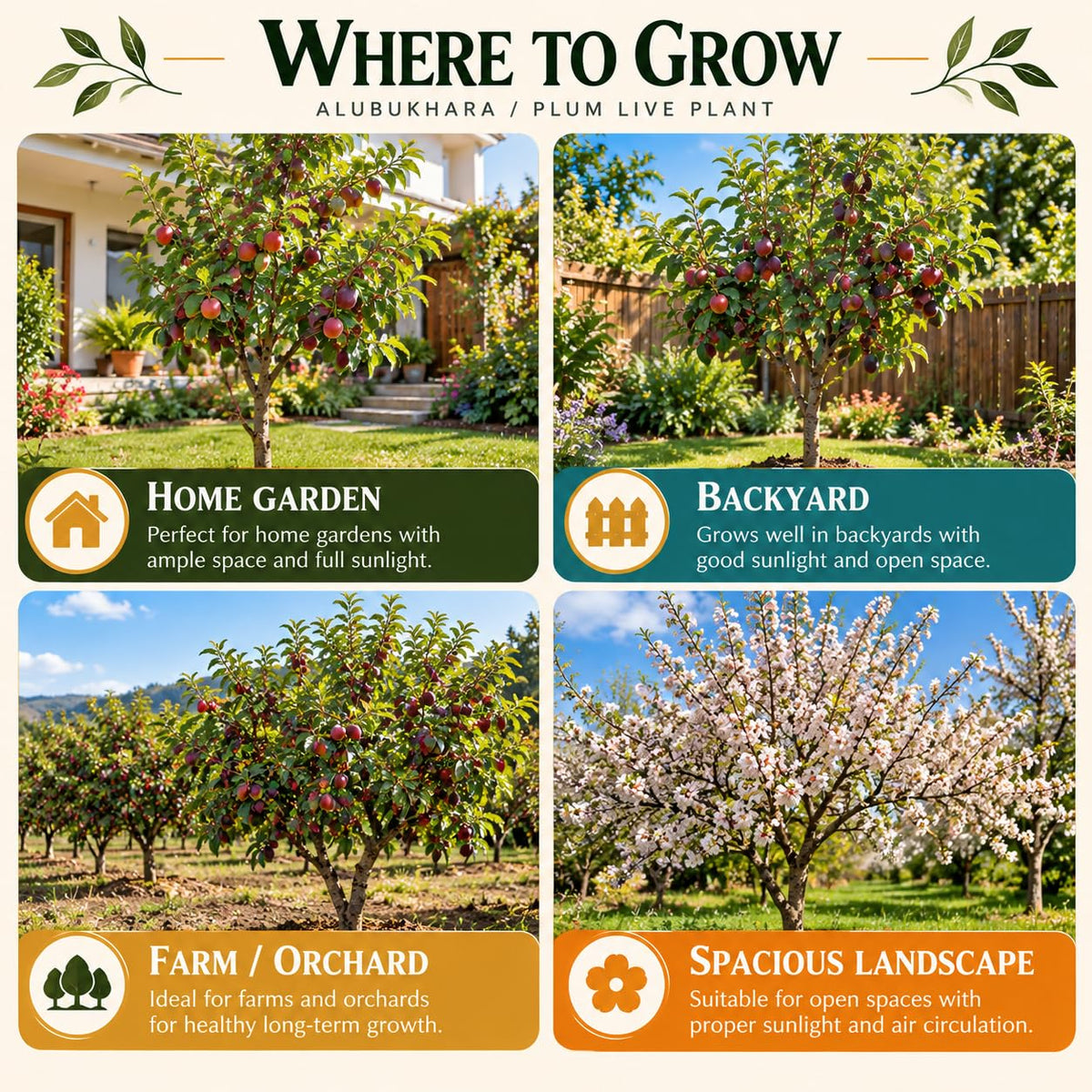 Illustrated growing locations for Alubukhara Plum.