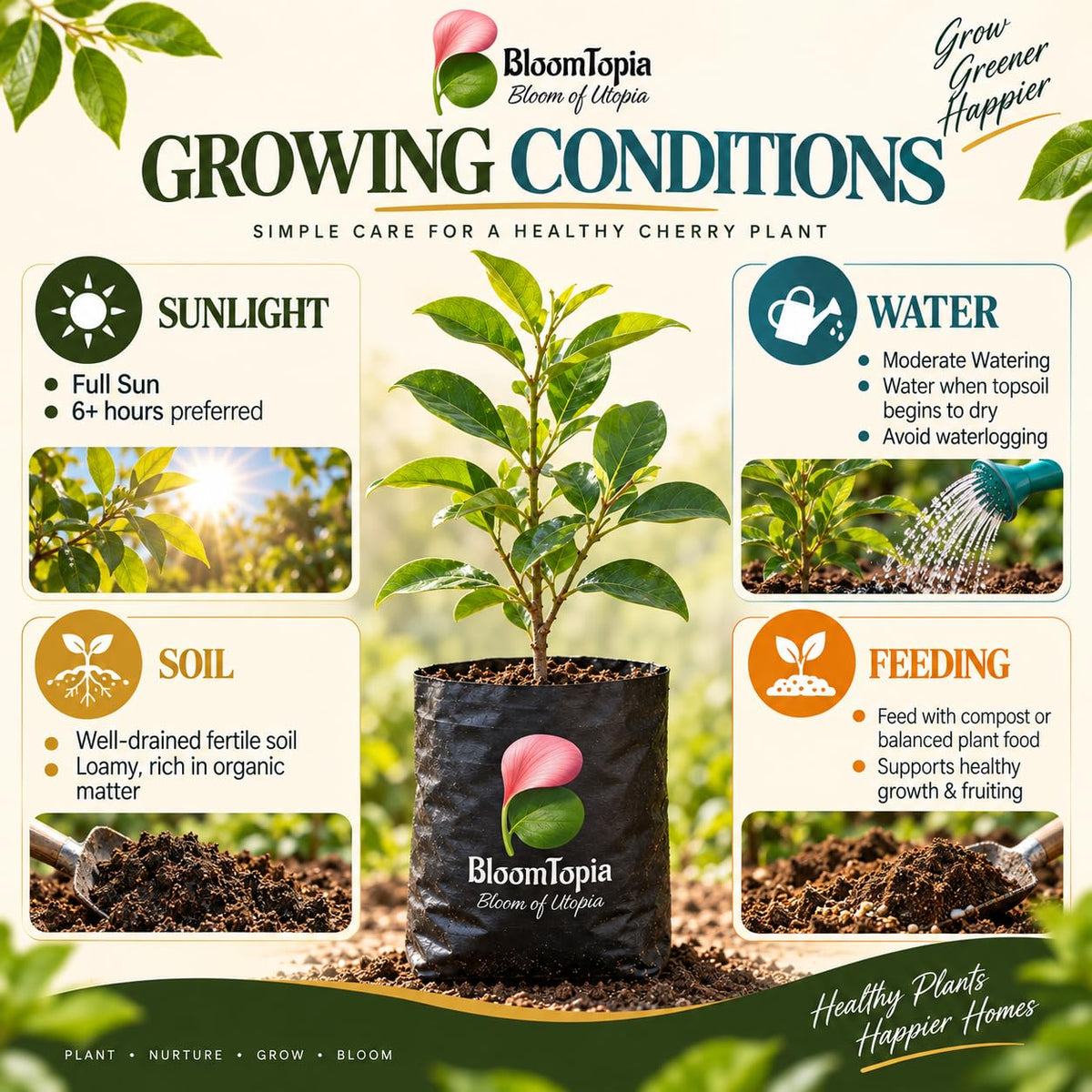 Sunlight, water, soil and feeding guide for Barbados Cherry.