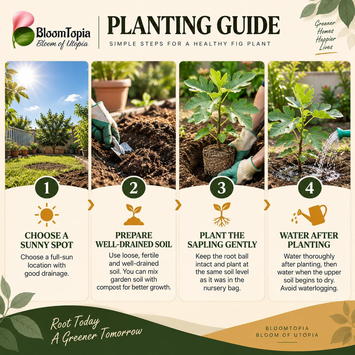 Step-by-step planting illustration for Poona Anjeer Fig.