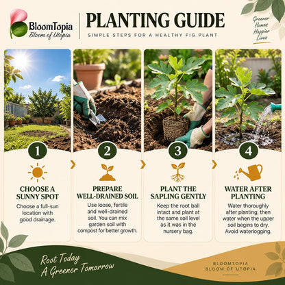 Step-by-step planting illustration for Poona Anjeer Fig.