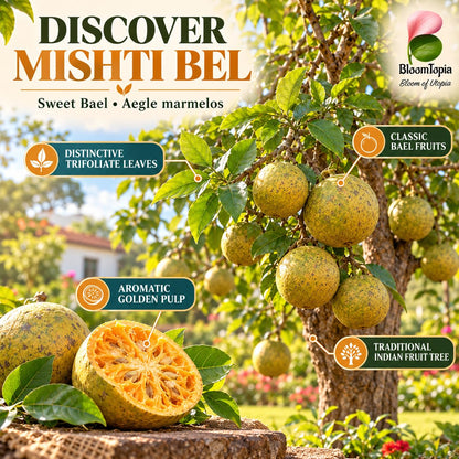 Illustration of mature Mishti Bel features with variety callouts.