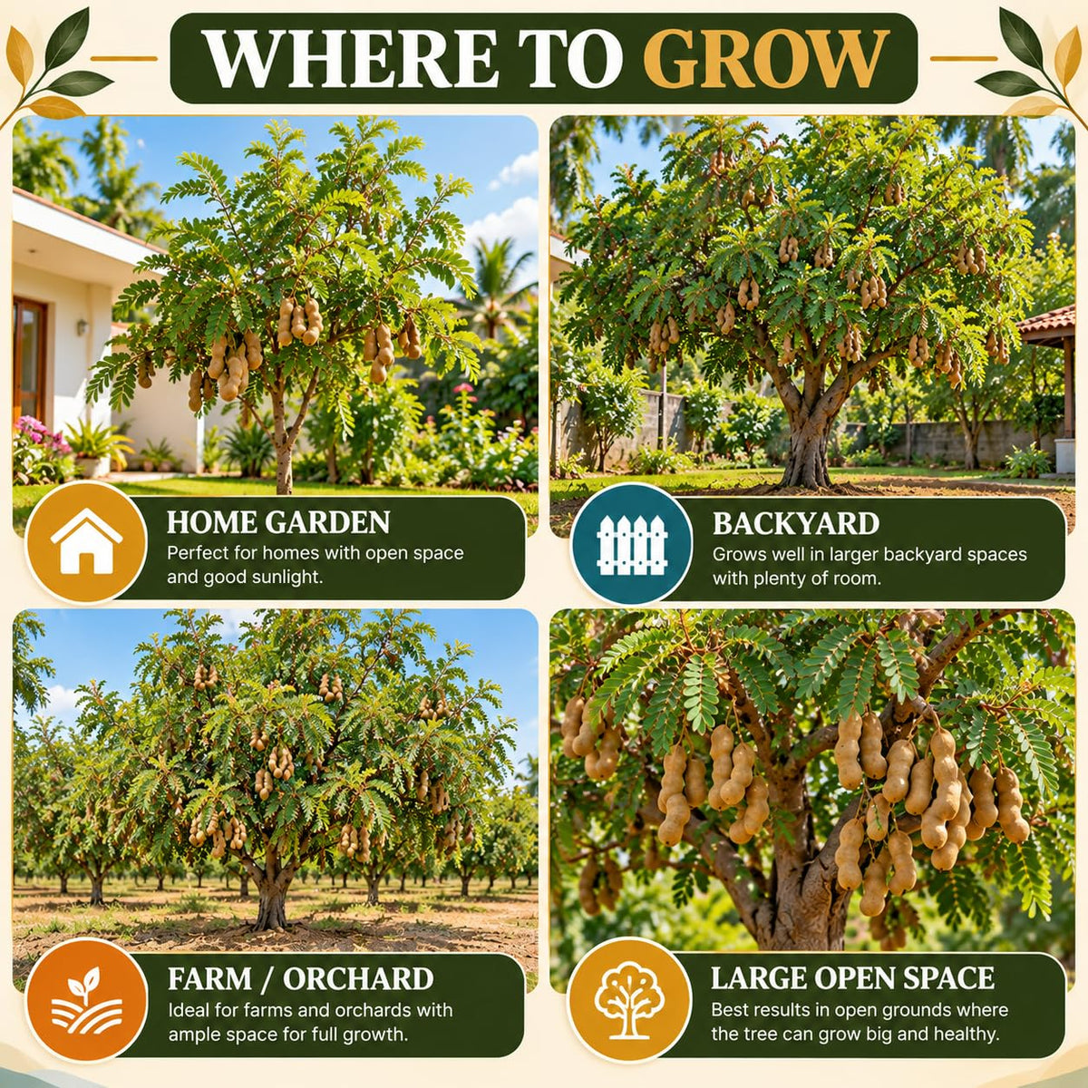 Illustrated growing locations for Sweet Tamarind (Misthi Tetul).