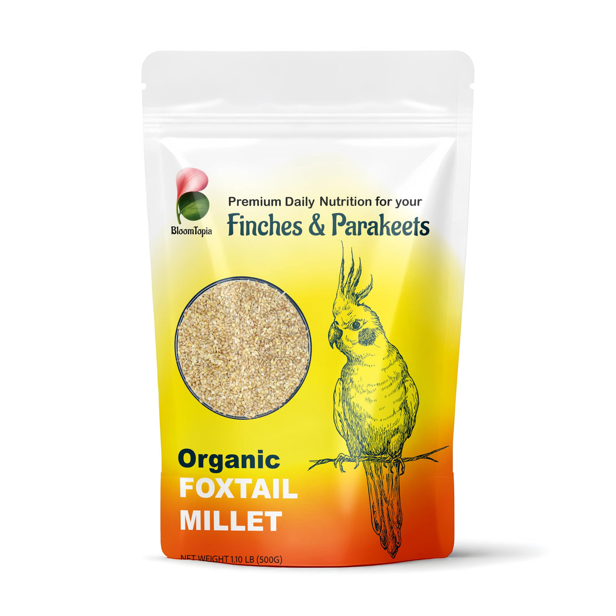 BloomTopia foxtail millet bird food pouch.