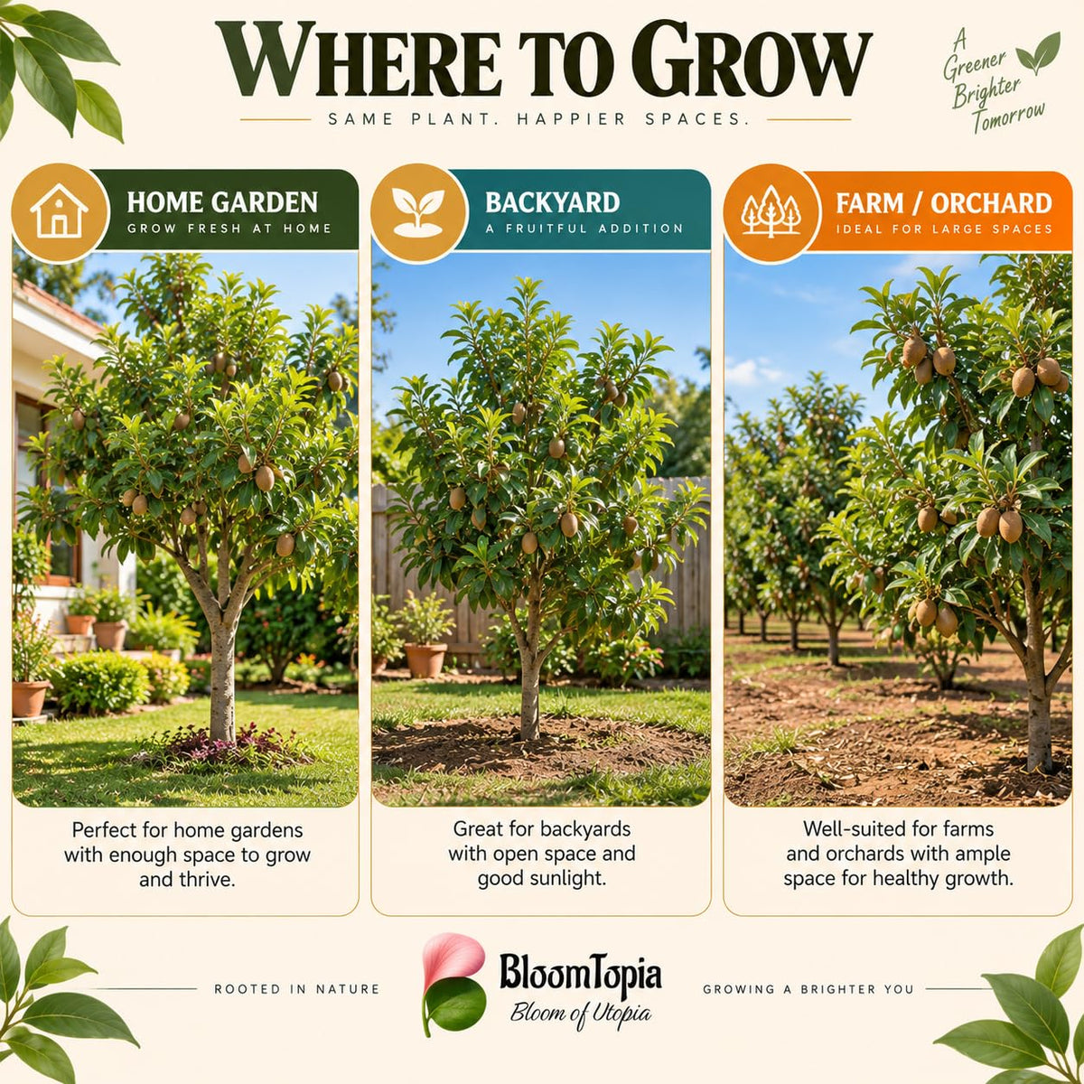 Illustrated growing locations for Hybrid Chiku Sapodilla.