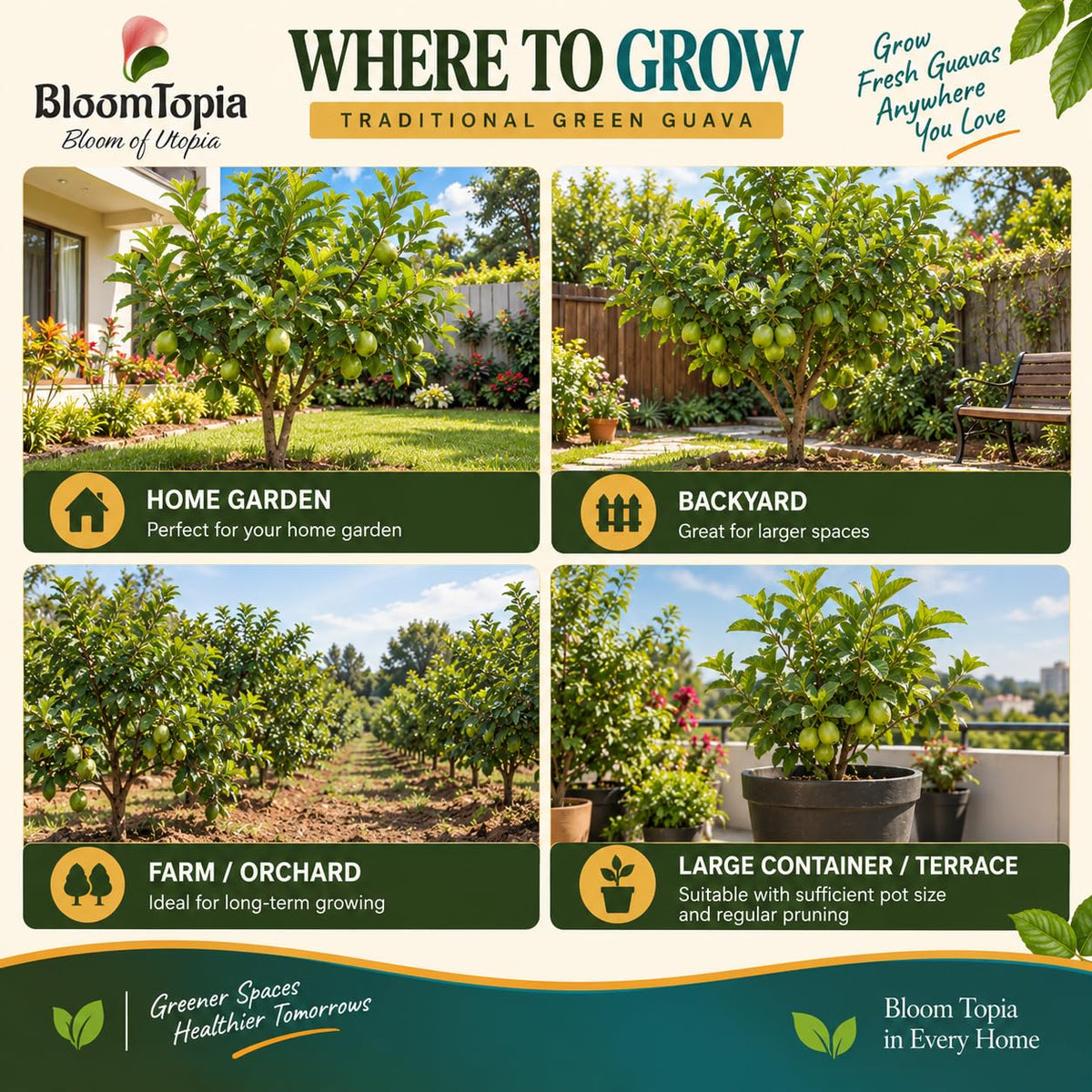 Illustrated growing locations for Traditional Green Guava.
