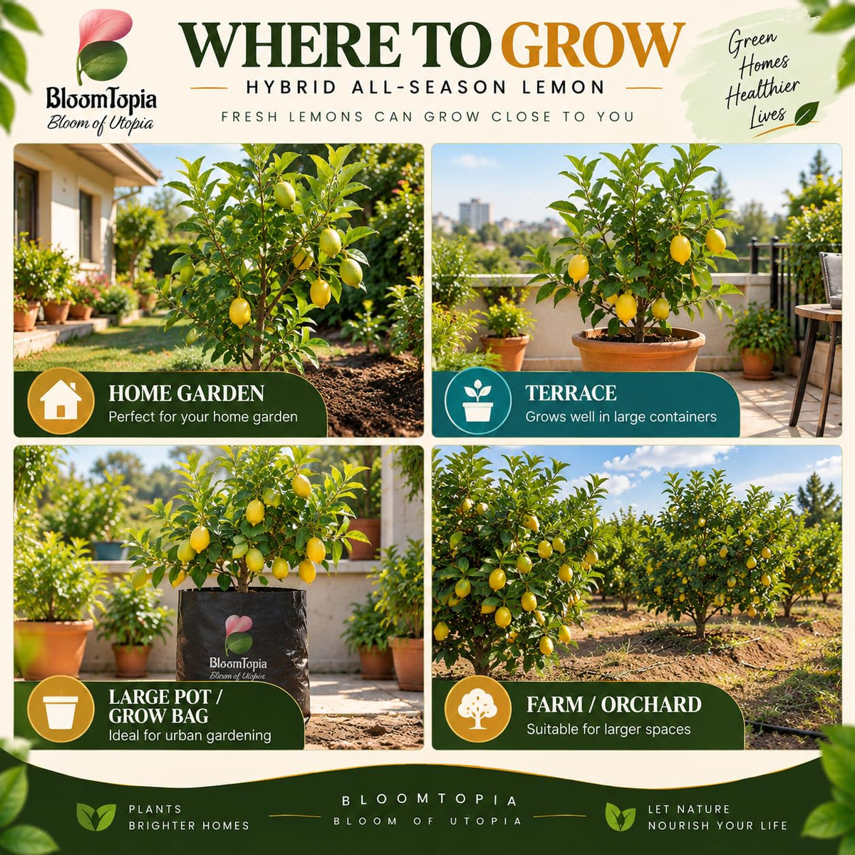 Illustrated growing locations for Hybrid All-Season Lemon.